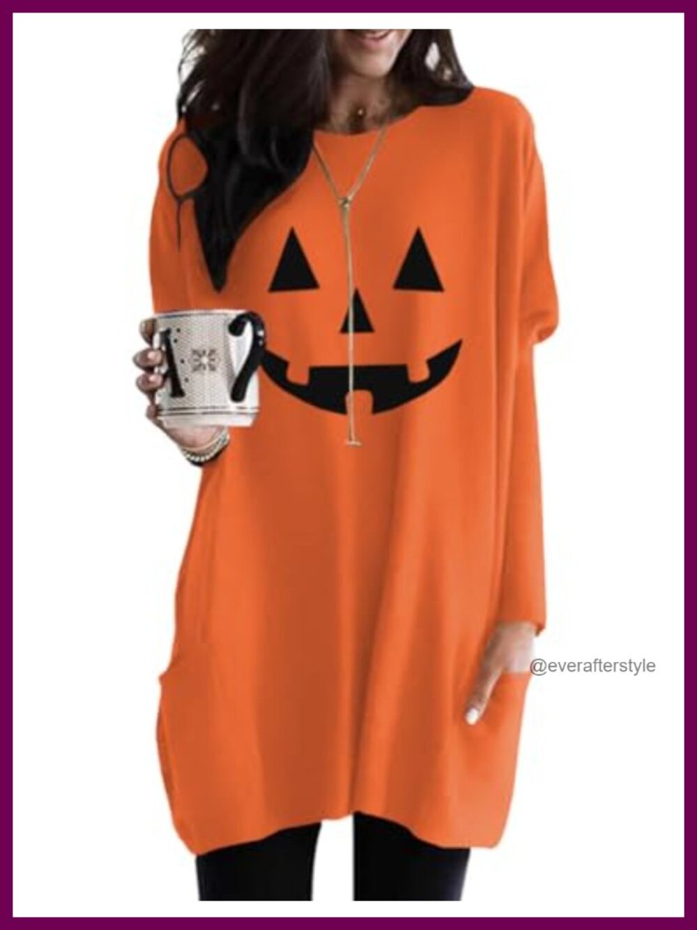 Womens Long Sleeve Tunic Top Round Neck Pocket Pullover for Leggings